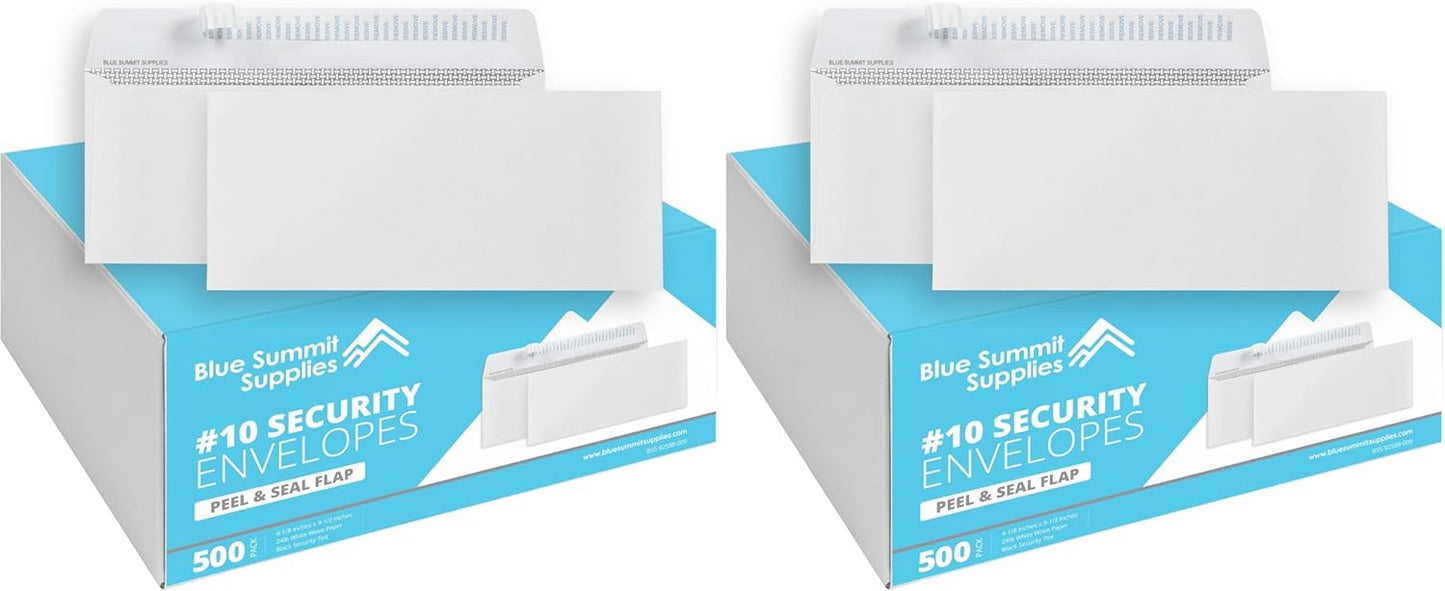 500#10 Windowless Security Envelopes Self Seal, Peel and Seal, Security Tinted, Printer Friendly Design for Business, Dimensions - 4-1/8 Inch x 9 ½ Inch - Envelopes Letter Size for Mailing
