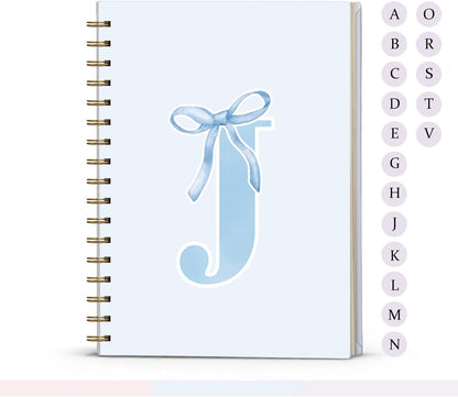 Blue Bow Journal Notebook for Girls,Initial H Journals Personalized Diary Gifts for Teen Girl Kids,Monogrammed Gifts for Women,Trendy Coquette Cute Hardcover Spiral Notebook 5.5 x 8.3 - Colors B