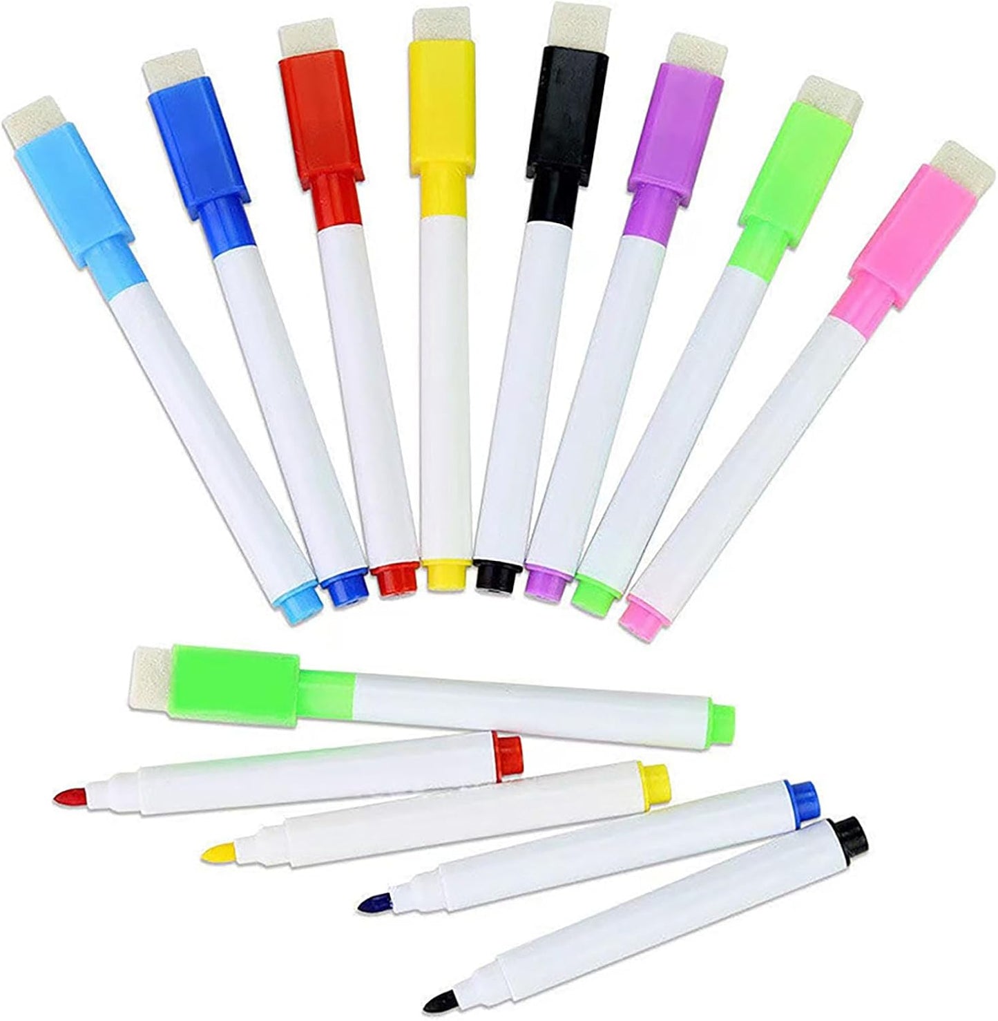 YIKANGHENG 40 Pcs Multicolour Mark Pen, Permanent Dry Erase Wipable Markers Pens with Blackboard Brush Sponge for Whiteboard, Plastic, Glass, Stone, Metal and Wood (40)