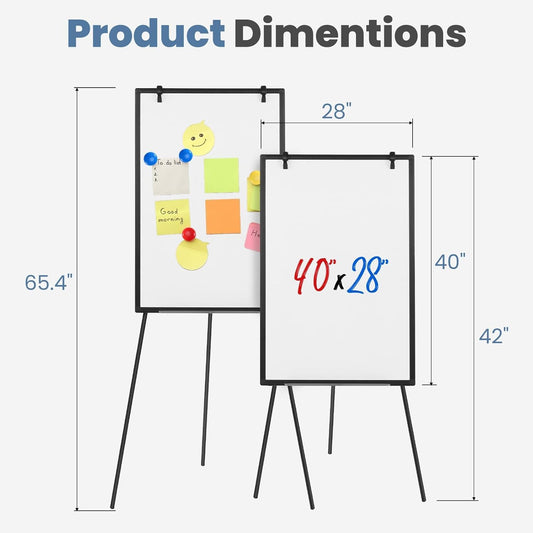 DUMOS Magnetic White Board Kit for Wall 36" x 24", Dry Erase Board with 1 Dry Eraser & 2 Multicolor Markers & 4 Magnetic Pins, Reinforced Aluminum Frame for Home, School, Office