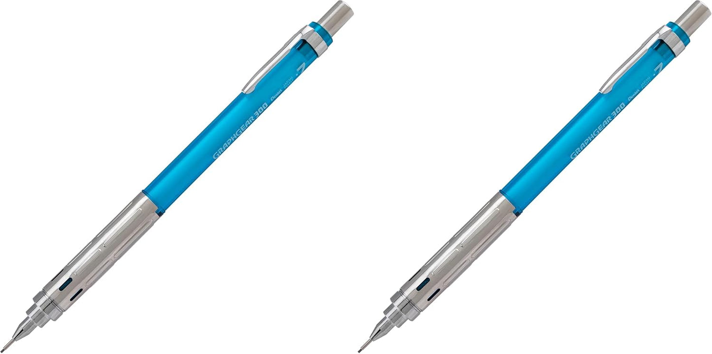 Pentel Arts GraphGear 300 Mechanical Pencil, (0.3mm) Extra-fine line, Orange Barrel, w/small block eraser + 1 lead tube