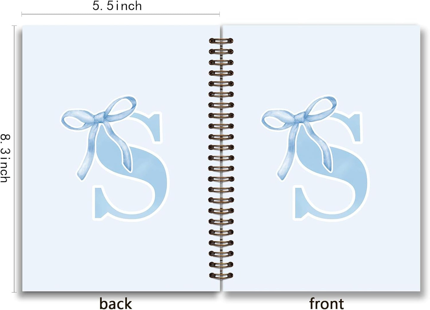 Blue Bow Journal Notebook for Girls,Initial H Journals Personalized Diary Gifts for Teen Girl Kids,Monogrammed Gifts for Women,Trendy Coquette Cute Hardcover Spiral Notebook 5.5 x 8.3 - Colors A