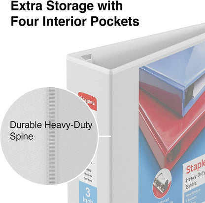 Staples Heavy-Duty 2-Inch D-Ring View Binder, Reinforced Spine, Holds Up to 450 Sheets, Gray, for Office & School