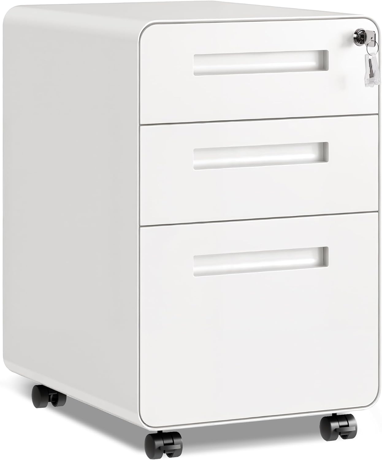 DEVAISE 3 Drawer Mobile File Cabinet Under Desk Office, Fully Assembled Except Casters, Letter/Legal Size, Black
