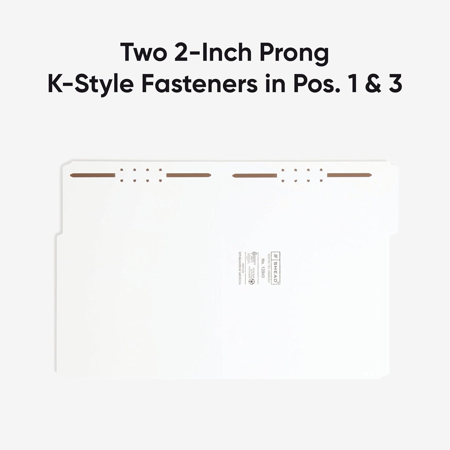 Smead Fastener File Folders, Reinforced 1/3-Cut Tabs, 2 Fasteners, Letter Size, Blue, 50 per Box (12040)