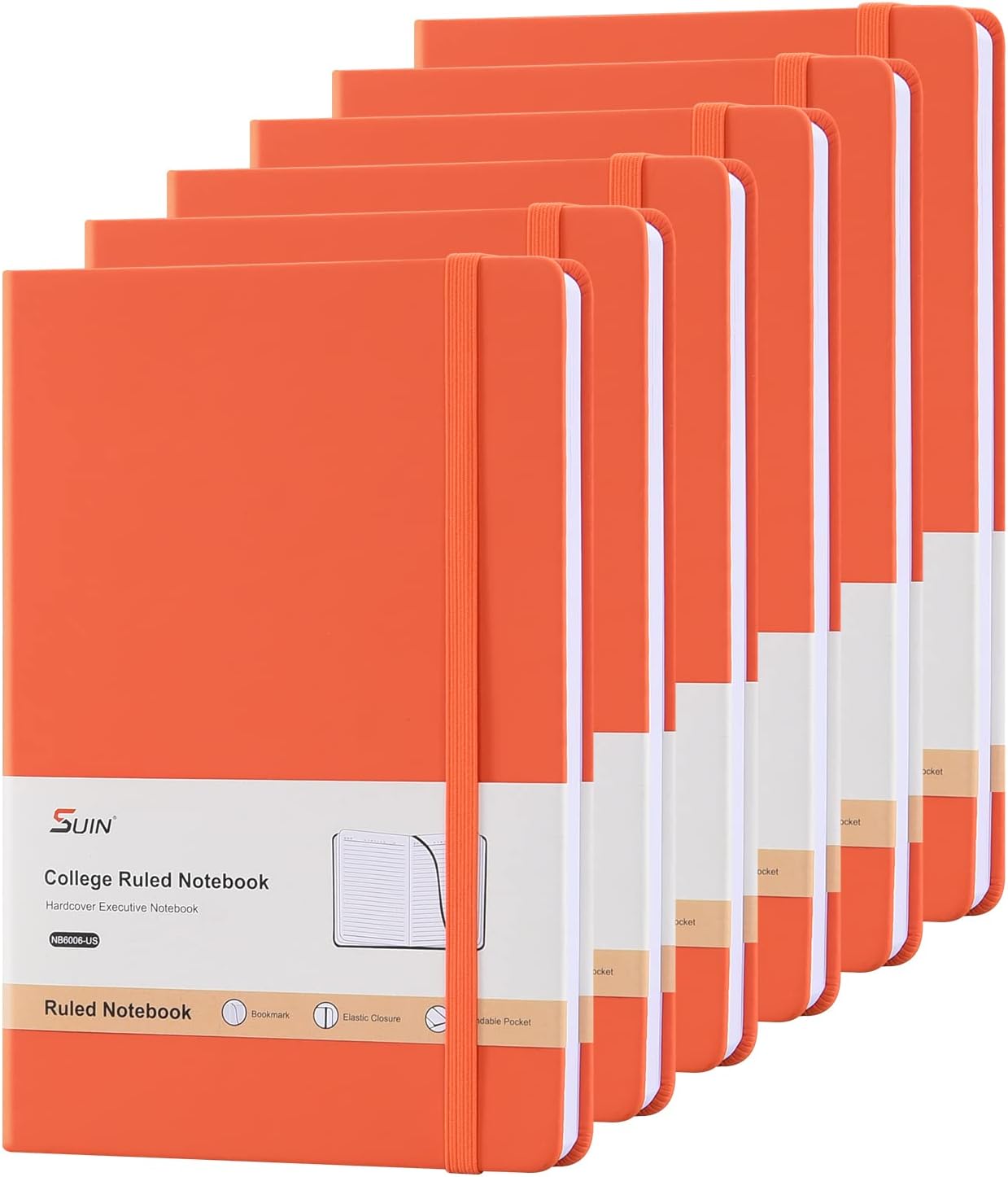 SUIN Hardcover-Journal-Notebooks, A5 Lined Journals Notebook for Writing 200 Pages, 8.2 x 5.5 inch, Classic Ruled Notebooks for Work/Travel/College (Black- 1 Pack)