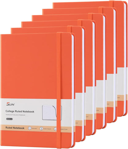 SUIN Hardcover-Journal-Notebooks, A5 Lined Journals Notebook for Writing 200 Pages, 8.2 x 5.5 inch, Classic Ruled Notebooks for Work/Travel/College (Black- 1 Pack)