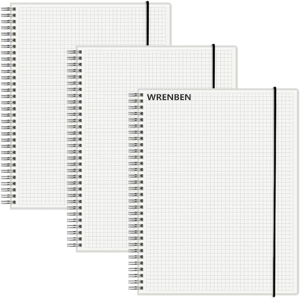 A5 Spiral Notebook 120gsm Graph Paper Notebook 160 Pages Per Hardcover Grid Notebooks 5.7 x 8.3 Inches (2 Pack)