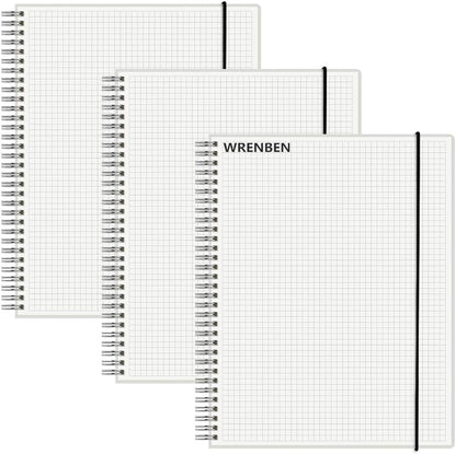 A5 Spiral Notebook 120gsm Graph Paper Notebook 160 Pages Per Hardcover Grid Notebooks 5.7 x 8.3 Inches (2 Pack)