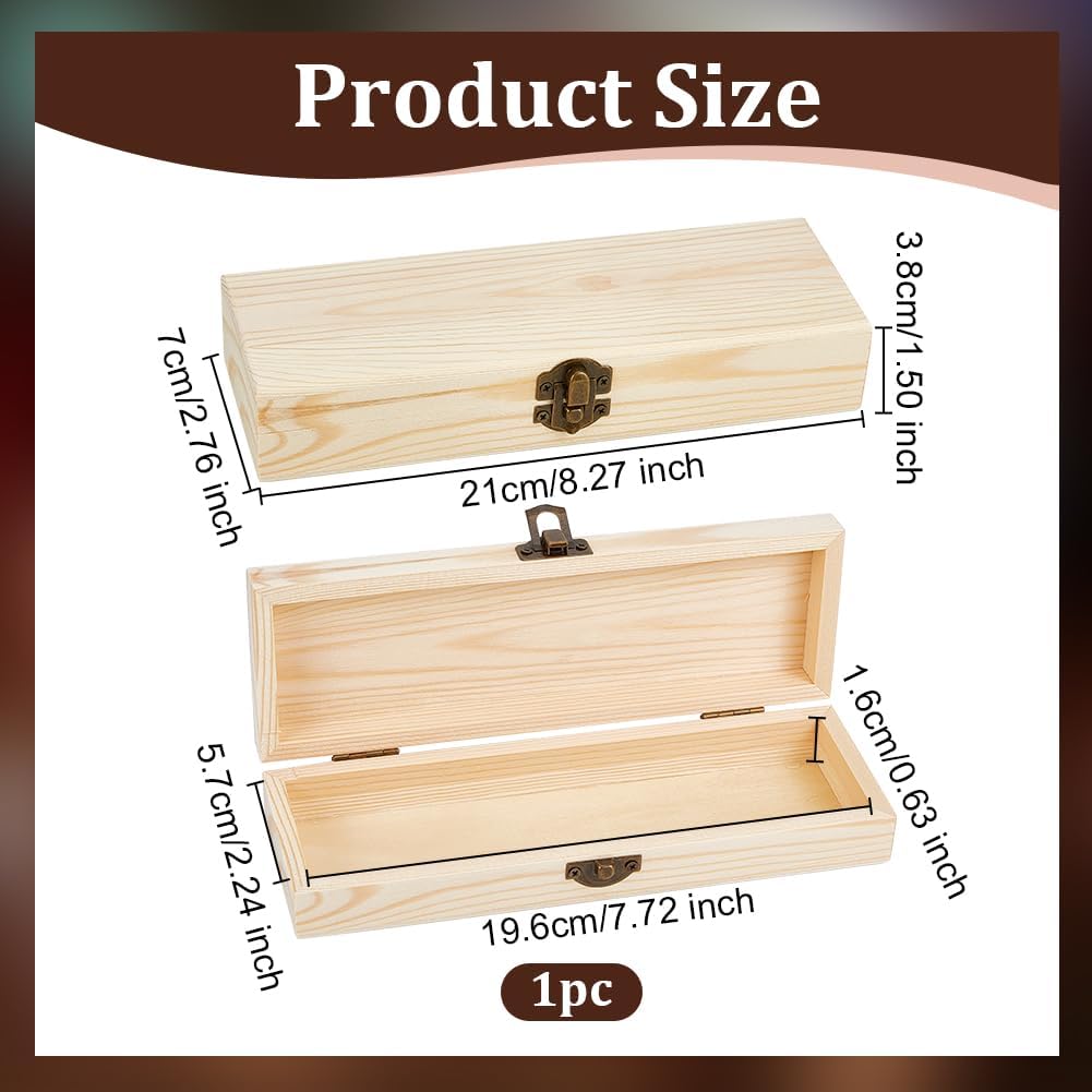 OLYCRAFT Unfinished Wood Box Jewelry Box Unfinished Wooden Artist Tool And Brush Storage Box Wood Pencil Box Small Case with Locking Clasp for Crafting Valentine's Day Easter Decoration