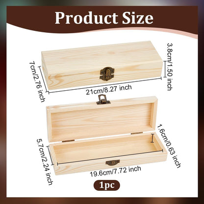OLYCRAFT Unfinished Wood Box Jewelry Box Unfinished Wooden Artist Tool And Brush Storage Box Wood Pencil Box Small Case with Locking Clasp for Crafting Valentine's Day Easter Decoration