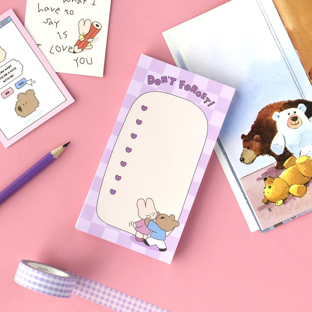 Monolike Memopad Memories design B SET - 4 Packs, 4 Different Designs, 100 Sheets Per Pad, Total 400 Sheets, Note pads, Writing pads, 3.15 x 4.17 Inches