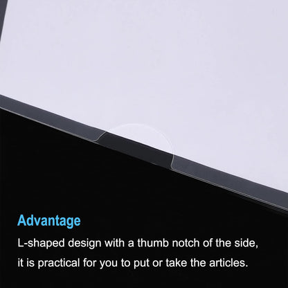 PATIKIL L Type Folders 24 Pack A4 Plastic File Project Pockets Clear Paper Document Jacket Sleeve for Office, Black