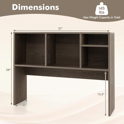 Tangkula Desktop Bookshelf, Countertop Storage Hutch with 5 Shelves for Computer Desk, Desk 3-Tier Display Rack, Multipurpose Wood Desktop Hutch Storage Organizer for Dorm Office Home
