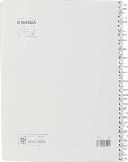Rhodia 193101C - Spiral Notebook (Full Bound) White Notebook - A4+ - Ruled - 160 Detachable Pages - Clairefontaine Paper 80 g/m - Soft and Resistant Coated Card Cover - Classic
