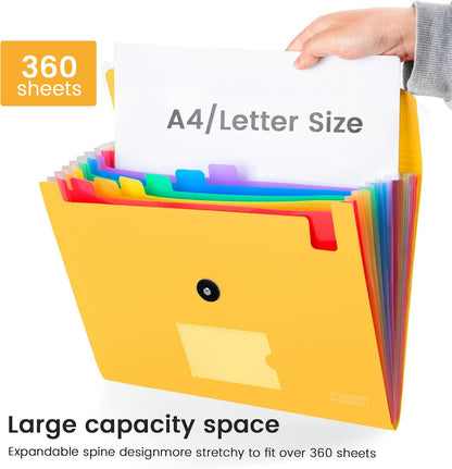 13 Pocket Expanding File Folder Accordian File Organizer, A4 Letter Size Paper Document Receipt Holder for School Office Supplies, Black