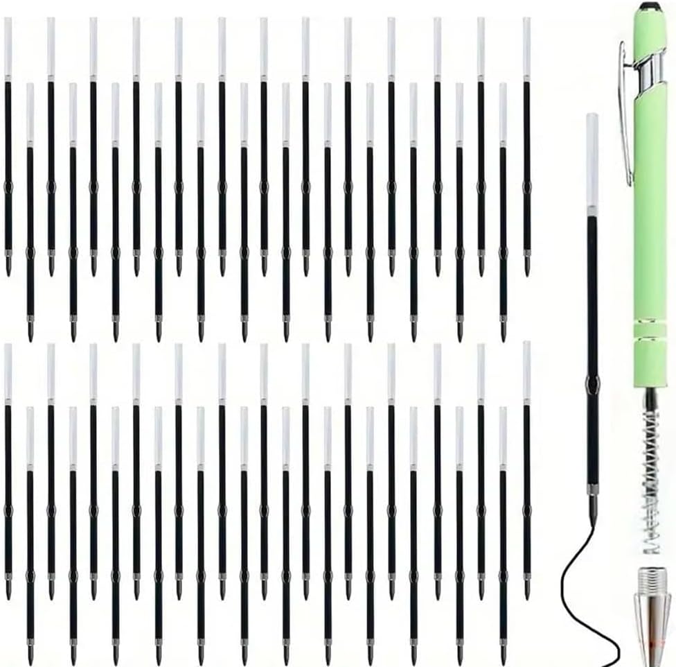 3.85inch/9.8cm Pen Refills - 2-in-1 Retractable Ballpoint Pen Refill -Touch Screen Stylus Pen Refills-Black Pen Refill (50, Black)