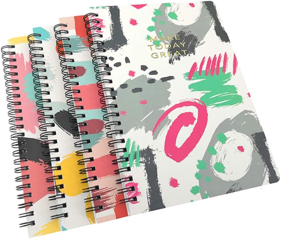 4 Pack A5 Spiral Notebook Journal,Wirebound Ruled Sketch Book Notepad Diary Memo Planner,A5 Size(8.3X5.7) & 80 Sheets (Floral)