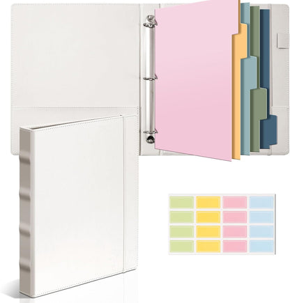 Aesthetic 3 Ring Binder 1 Inch Cute Three Round Rings Binders with Dividers Suitable for 8.5 x 11 Letter Size Paper Loose Leaf Binder with 2 Pockets for School Work
