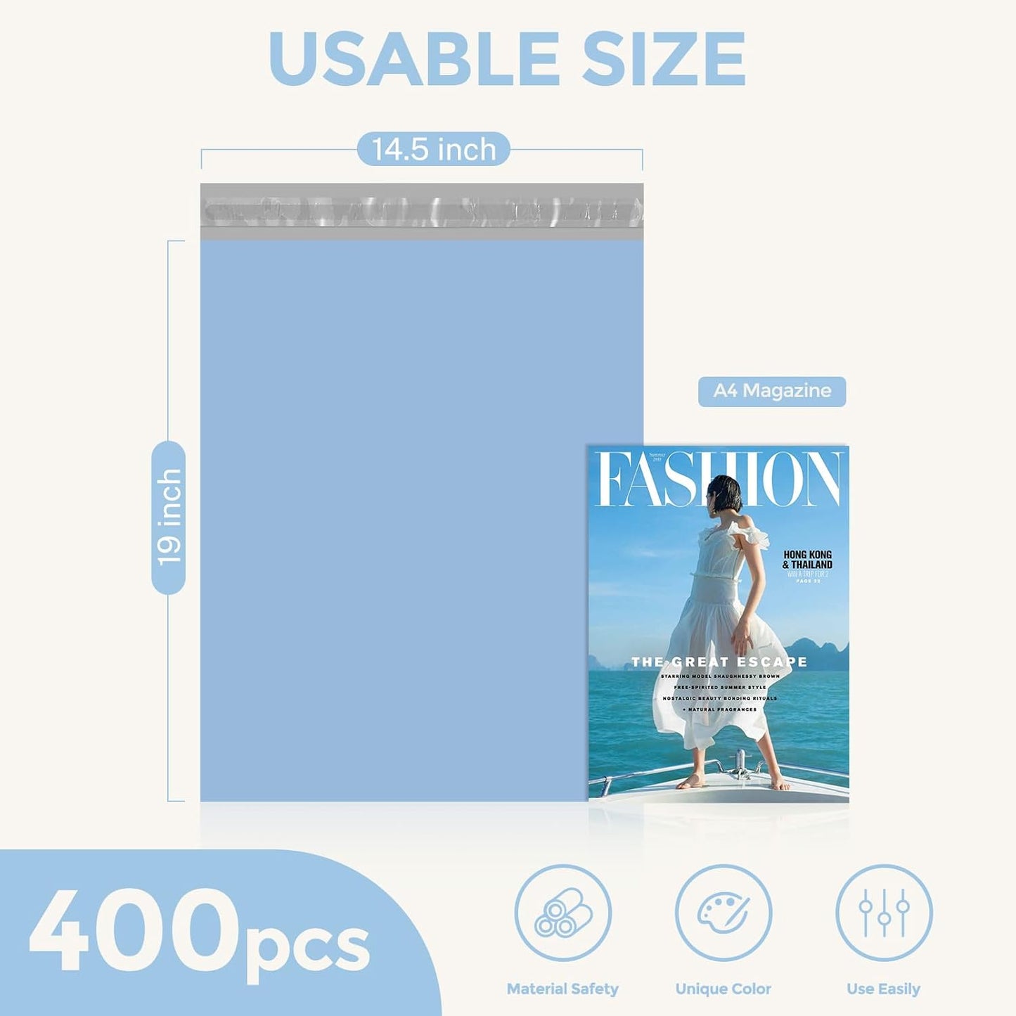 Metronic Poly Mailers 10x13 300 Pcs, Small Shipping Bags for Clothes, Shipping Envelopes for Small Business, Strong Adhensive Mailing Bags, Haze Blue