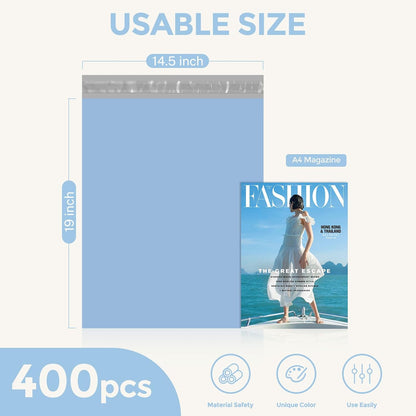 Metronic Poly Mailers 10x13 300 Pcs, Small Shipping Bags for Clothes, Shipping Envelopes for Small Business, Strong Adhensive Mailing Bags, Haze Blue