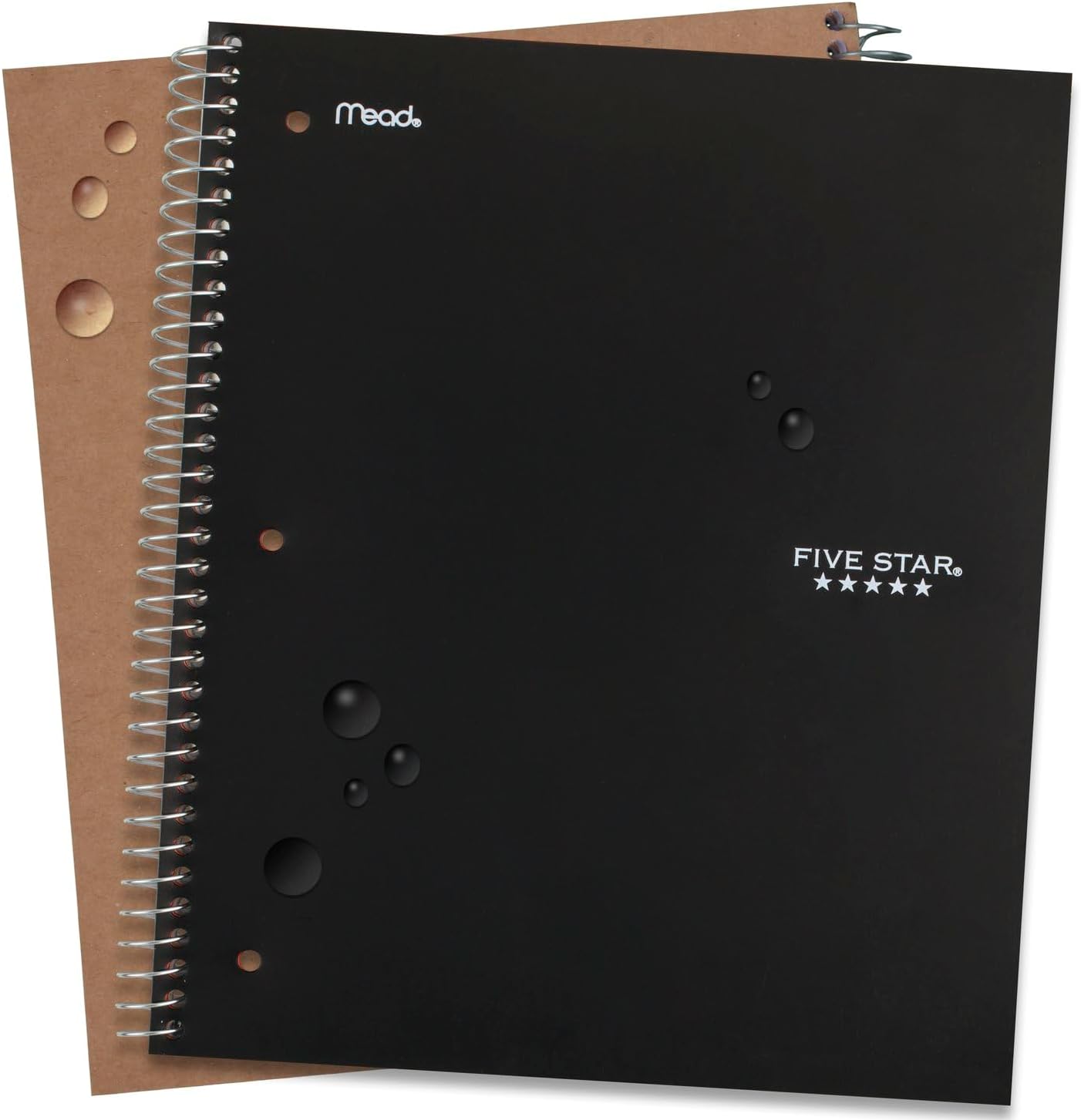 Five Star Spiral Notebook + Study App, 5 Subject, Wide Ruled Paper, 8" x 10-1/2", 200 Sheets, Fights Ink Bleed, Water Resistant Cover, Tidewater Blue (73196)