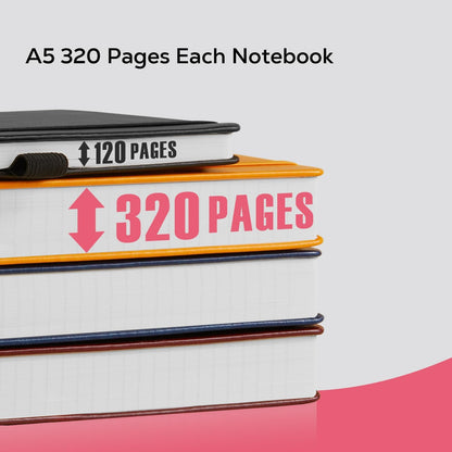 Hardcover Lined Notebook Journal for Writing, 320 Pages Leather Thick College Ruled Notebook Journal with 100GSM Paper, A5 (5.7'' X 8.4'') Daily Journal for Women Men Work Organization, Black