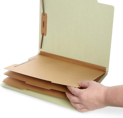 Blue Summit Supplies Green/Gray Classification Folders, Letter Size, 3 Dividers, with 2 Inch Tyvek Expansions, Classification Folders, 10 Pack