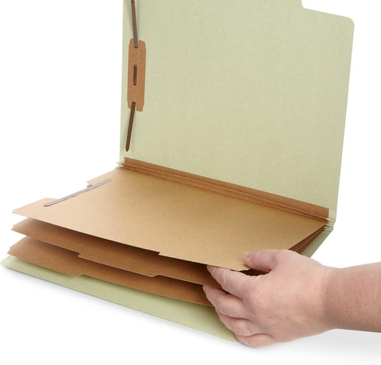 Blue Summit Supplies Green/Gray Classification Folders, Letter Size, 3 Dividers, with 2 Inch Tyvek Expansions, Classification Folders, 10 Pack
