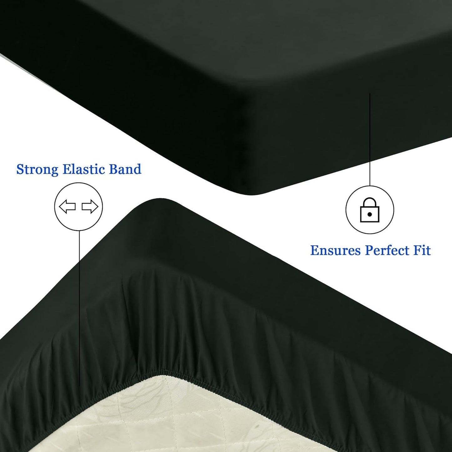 Sufdari Mattress Protector,Waterproof 18" Deep Pocket Mattress Cover Fitted Sheet Style with Elastic Rubber Band,Washable and Easy Care-Black,Queen