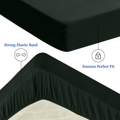 Sufdari Mattress Protector,Waterproof 18" Deep Pocket Mattress Cover Fitted Sheet Style with Elastic Rubber Band,Washable and Easy Care-Black,Queen