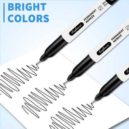 Black Ultra Fine Point Permanent Markers, Extra Fine Tip, Quick Drying and Waterproof, Fade Resistant Perfect on Paper, Glass, Metal, Plastic, Wood, Office & School Use, 30 Pack