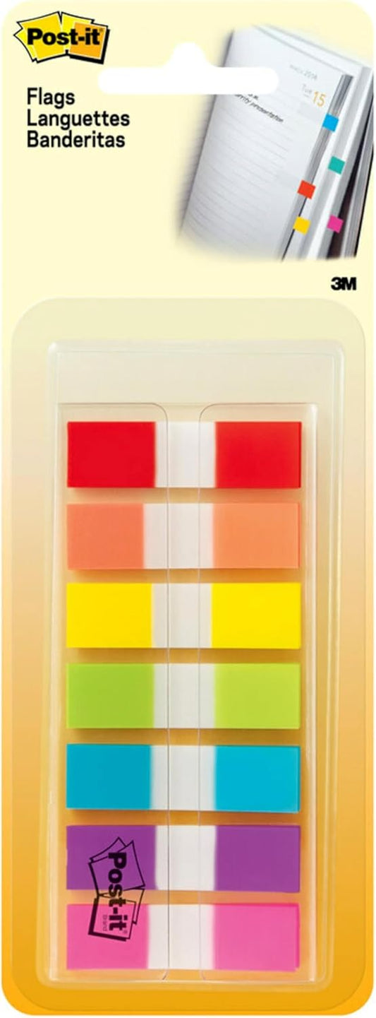 Post-it 1/2" Wide Flags in On-the-Go Dispenser – 190 Assorted Color Flags for Page Marking and Highlighting – Portable and Easy to Use