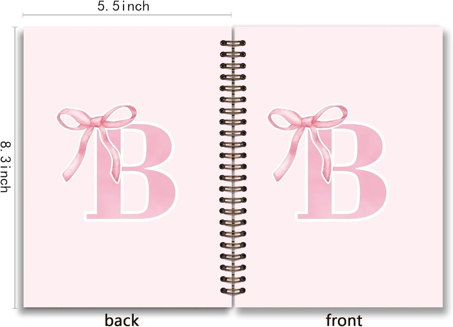 Blue Bow Journal Notebook for Girls,Initial H Journals Personalized Diary Gifts for Teen Girl Kids,Monogrammed Gifts for Women,Trendy Coquette Cute Hardcover Spiral Notebook 5.5 x 8.3 - Colors A