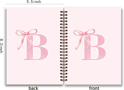 Blue Bow Journal Notebook for Girls,Initial H Journals Personalized Diary Gifts for Teen Girl Kids,Monogrammed Gifts for Women,Trendy Coquette Cute Hardcover Spiral Notebook 5.5 x 8.3 - Colors A