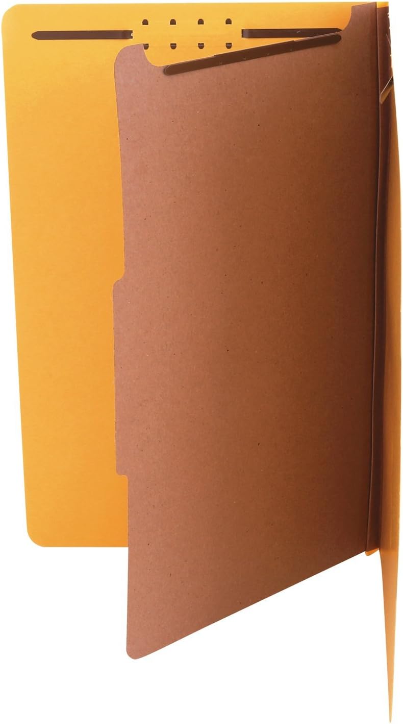Universal 10214 Pressboard Classification Folders, Legal, Four-Section, Yellow, 10/Box