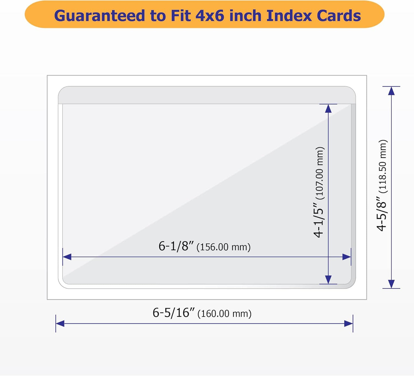 Clear Adhesive 3" x 5" Index Card Pockets With Top Open Loading, 50 Pack, Plastic Labels Holders for Storage Bins and Library, Ideal for Organizing and Protecting Your Cards