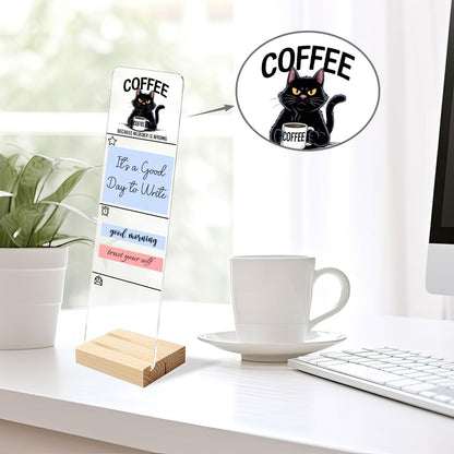 Sticky Notes Monitor Memo Board Acrylic Note Holder with Removable Wooden Base, Everything is Fine Logo Desk Set Includes 200 Sheets Two Sizes Sticky Notes, Office Desk Accessories Organizer