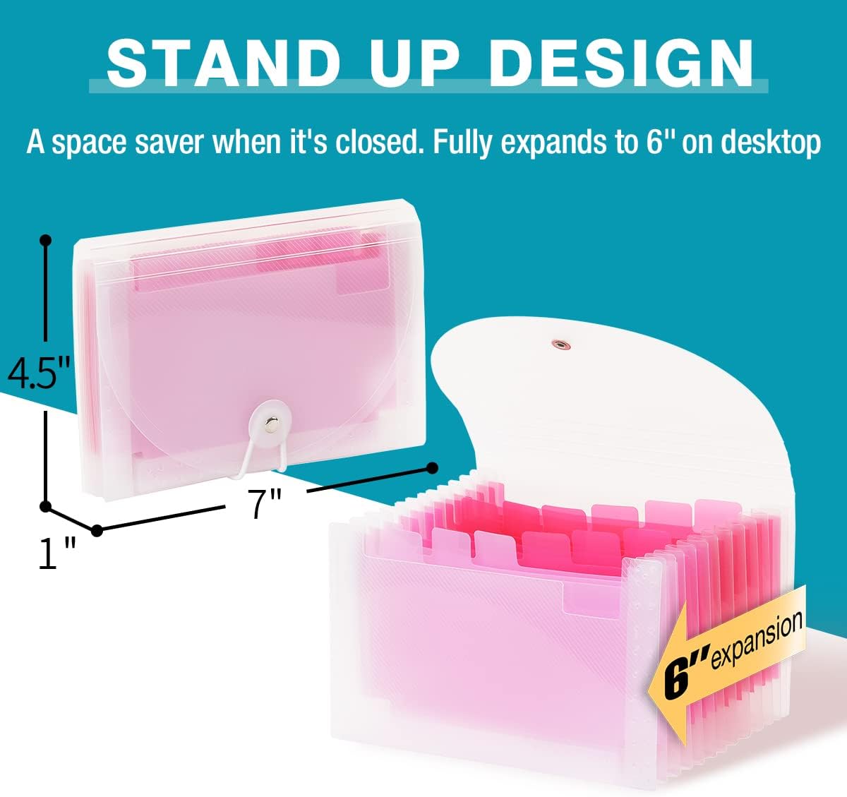 H4D Coupon Receipt Holder, 13 Pocket Accordion File Organizer, 7x4.5 Inches, Black