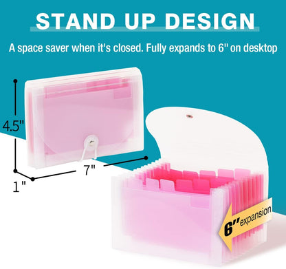 H4D Coupon Receipt Holder, 13 Pocket Accordion File Organizer, 7x4.5 Inches, Black