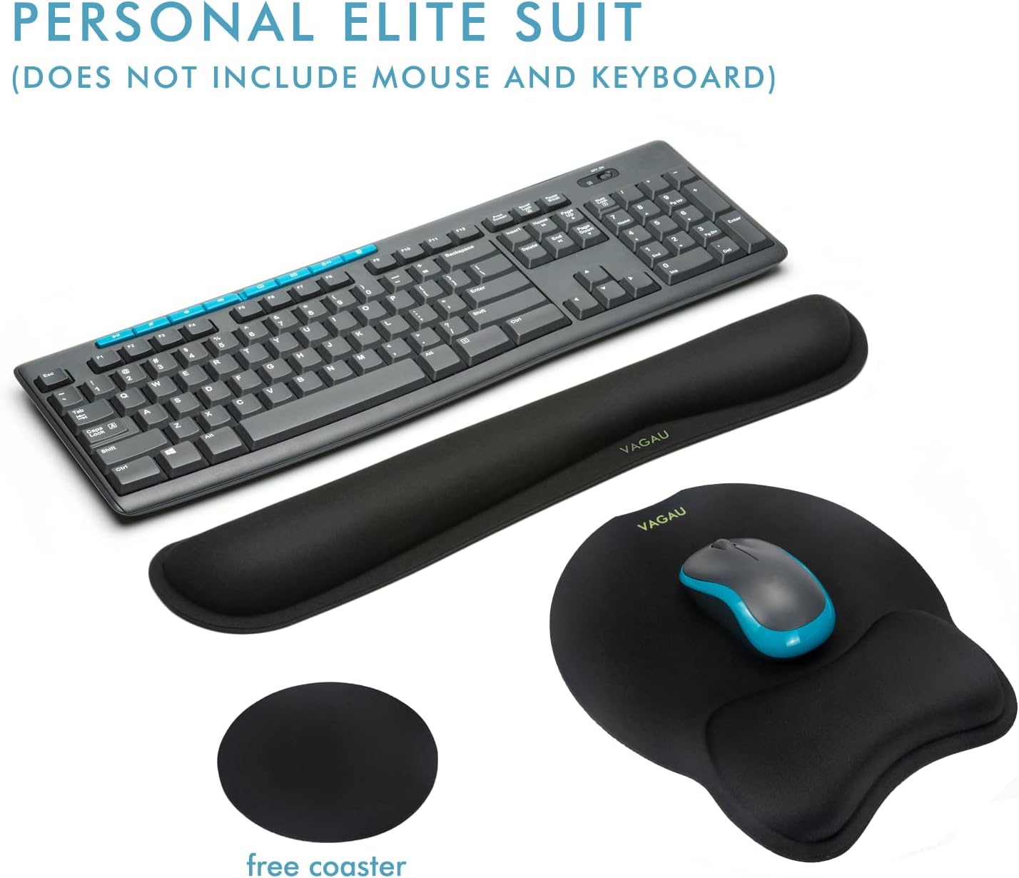 VAGAU Premium Keyboard Wrist Rest and Mouse Pad Wrist Support, Ergonomic Memory Foam Set for Office, Laptop, Mac, Computer and Gaming, Comfortable Typing &Wrist Pain Relief (2 Pack)