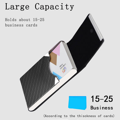 Business Card Holder with Ultra Slim Design,Business Card Case with Premium PU Leather,Suit Pocket Metal Card Holder for Women/Men,Professional Name Card Holder with Magnetic Shut (Black1)