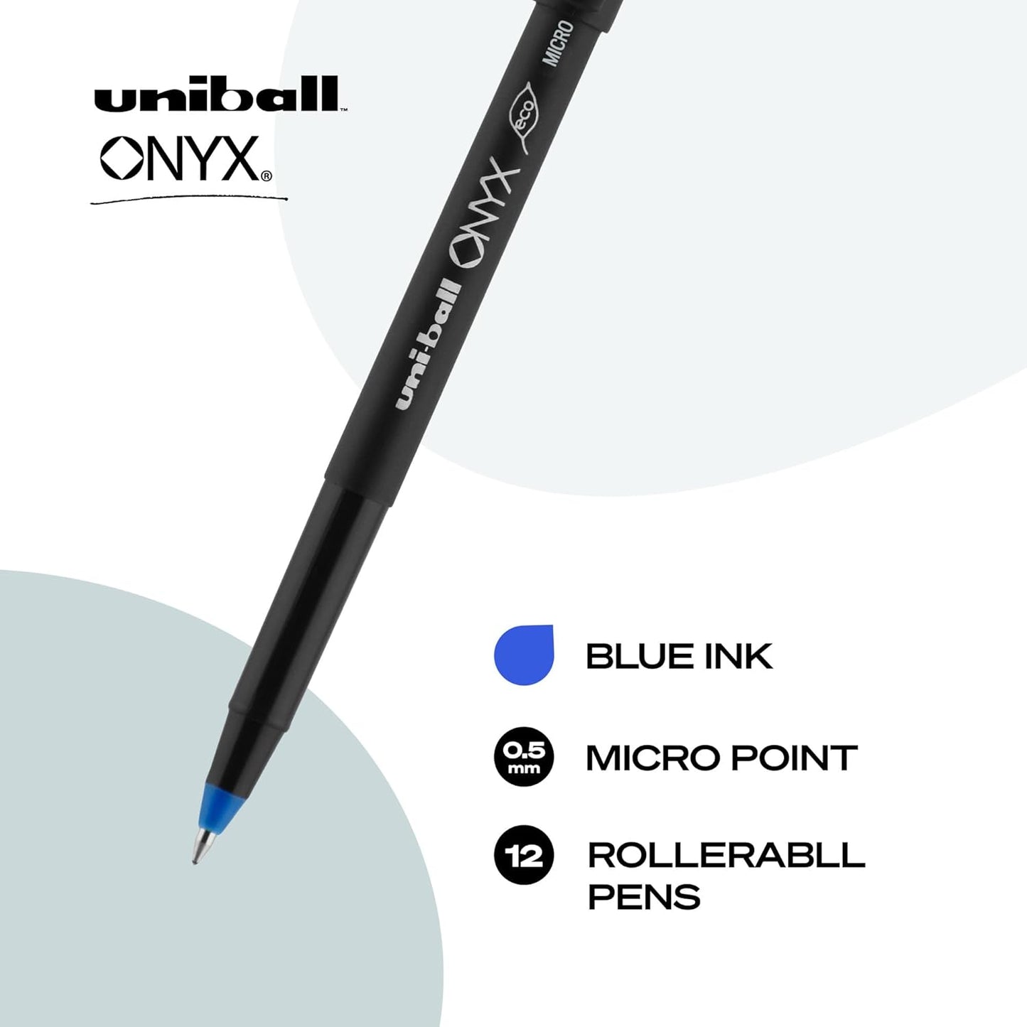 uniball Roller Rollerball Pens, Micro Point (0.5mm), Blue, 12 Pack