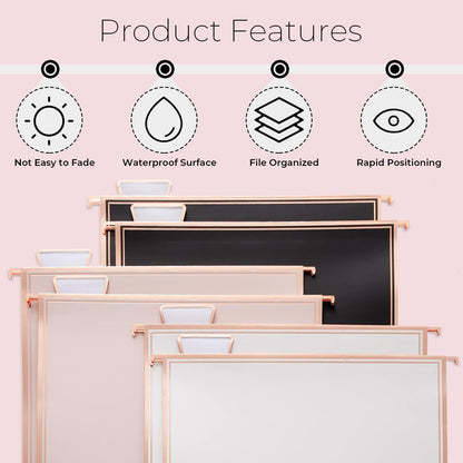 Y YOMA 6 Pack Rose Gold Hanging File Folders with Pocket Letter Size Decorative File Folder Cute Pretty Hanging Folder for Office Home School with 1/5-Cut Adjustable Tabs, Inner Storage Pockets