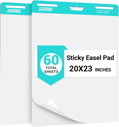 Chart Paper,Sticky Easel Pad for Teachers, 20x23 Inches,Anchor Flip Chart Paper with Lines,Heavyweight Self-Stick Flip Chart Paper, Residue-Free & EasyRemoval, 60 Sheets, 2 Pads
