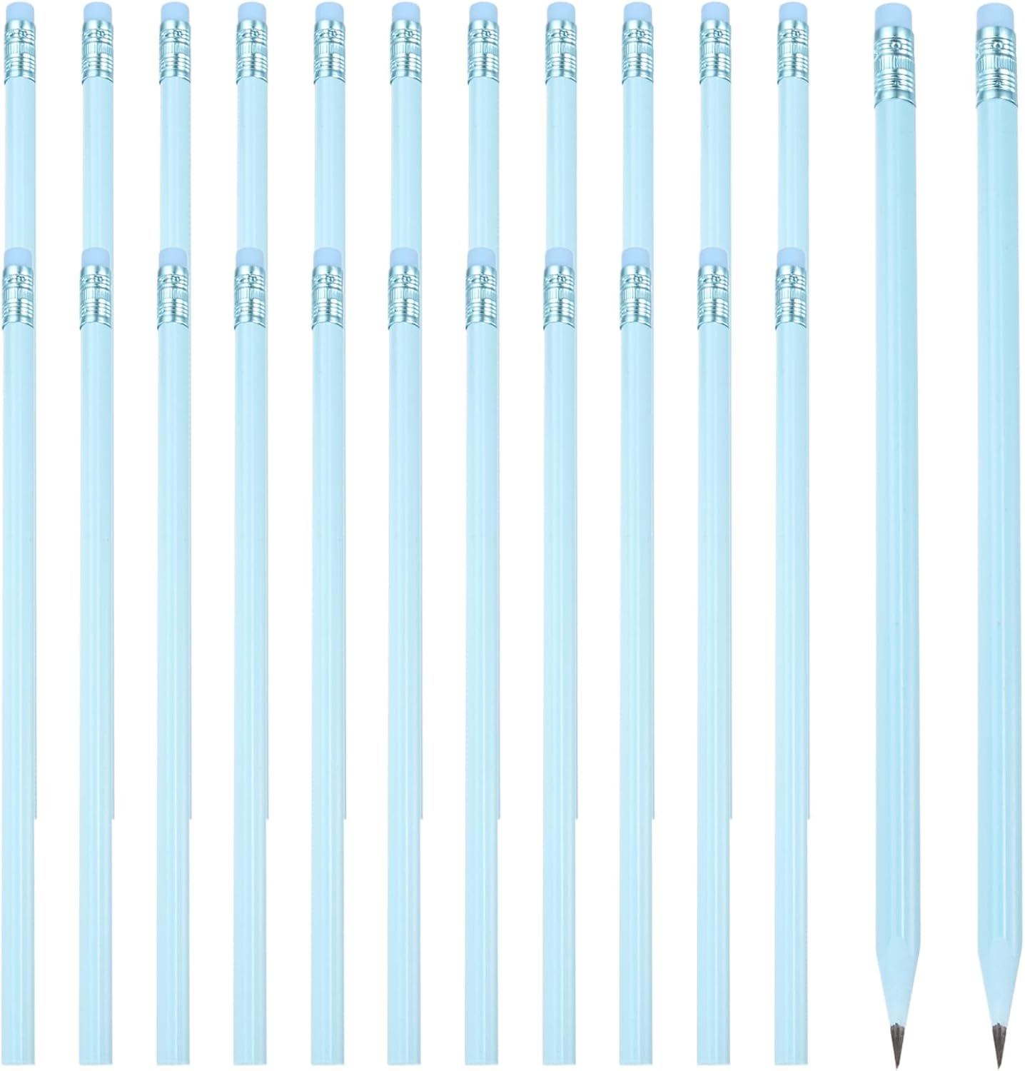 PATIKIL Round Pencils, 24 Pcs Triangle HB Graphite Pencil Wooden Pencils with Eraser for Classroom Office Writing Drawing Supplies, White