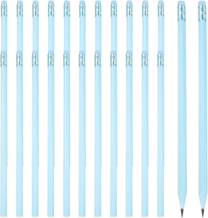PATIKIL Round Pencils, 24 Pcs Triangle HB Graphite Pencil Wooden Pencils with Eraser for Classroom Office Writing Drawing Supplies, White