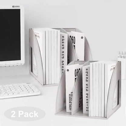 SAYEEC 2Pcs Magazine Holder Plastic File Sorter Binder Holder for Desk Folder Organizer Stand Book Shelf Dividers Vertical Filling Storage Rack Desktop Bookshelf Display Box for Office School (Black)