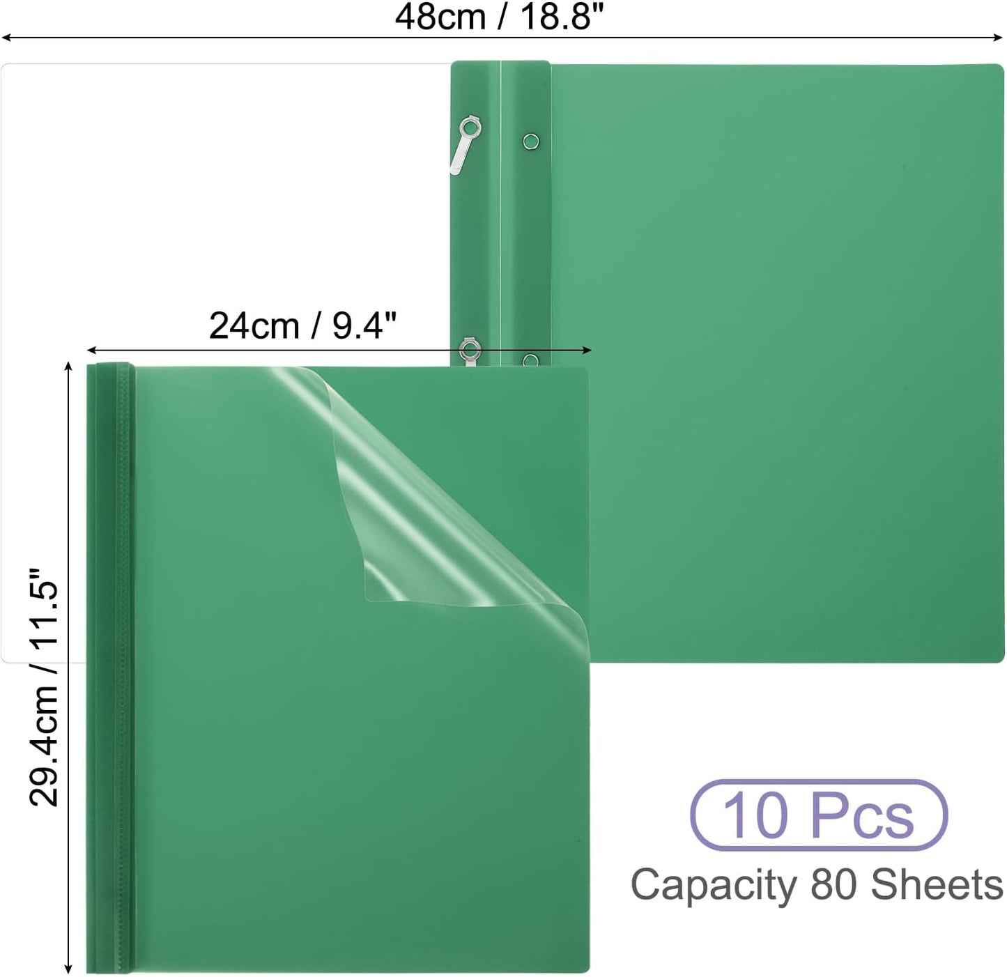 PATIKIL Plastic Report Covers with Prong, 10 Pcs 80 Sheet Capacity Clear Front Presentation Binders with 3 Metal Prong Fasteners Report Folder for Resume Documents Files Letter, Dark Blue