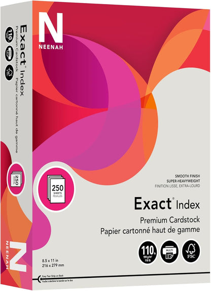 Neenah® Extra-Heavyweight Exact® Index Card Stock, 110 Lb., 8 1/2" x 11", Gray, Pack Of 250 Sheets